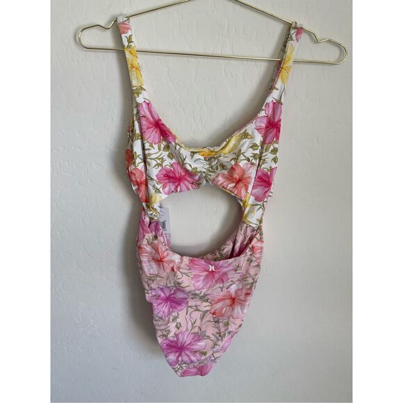 LOVESHACKFANCY X HURLEY Floral Cheeky One Piece Swimsuit Size XL NWT